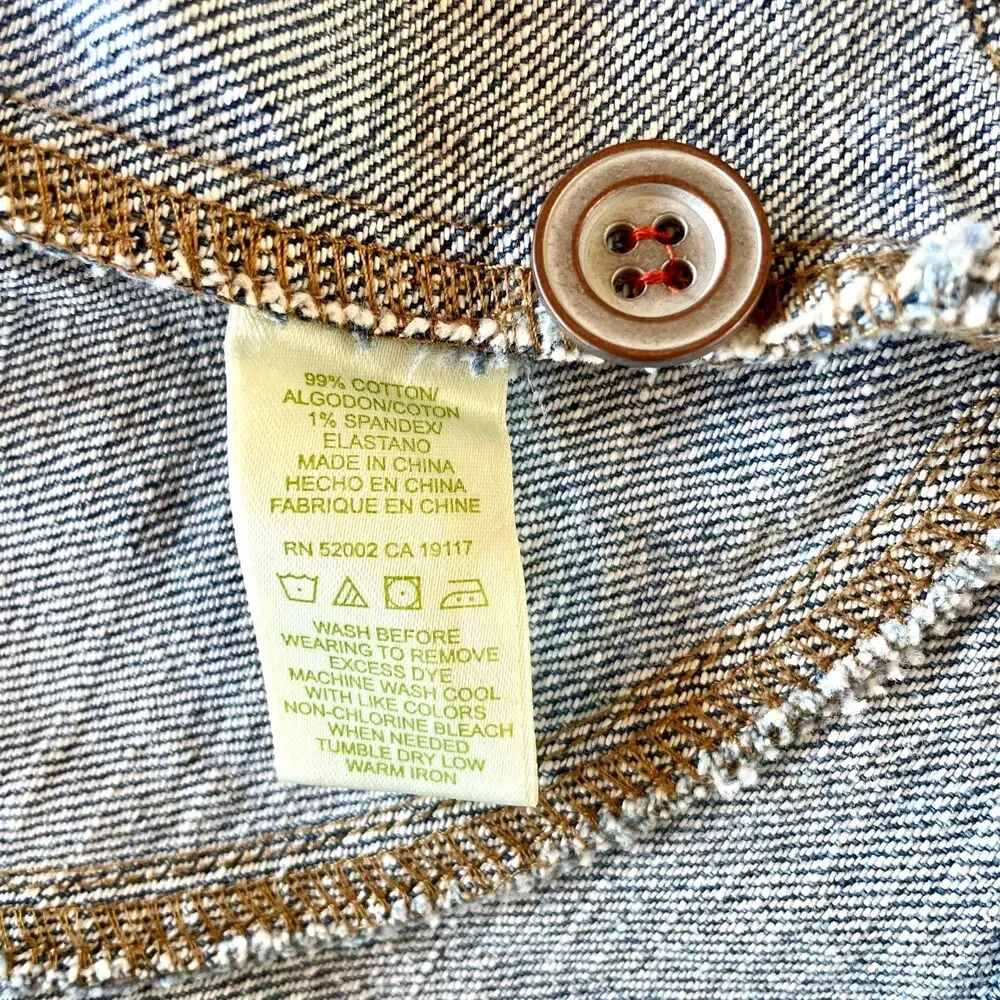 Sigrid Olsen Y2K Crop Denim Jacket Orange Piping Contrast Trim Size 2 Petite - Picture 7 of 10